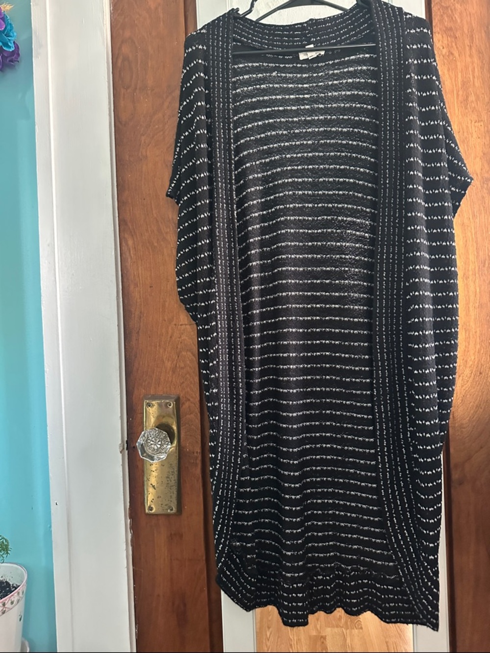 silence + noise Black and White Striped Open Cardigan